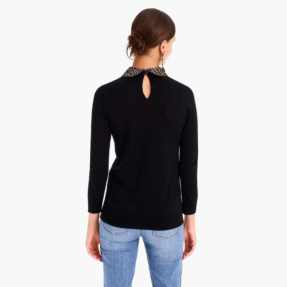 COPY - J.Crew Merino Wool Tippi Sweater w Leopard Collar